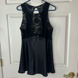 Vintage California‎ Dynasty Black Lace Mini Lingerie Dress, Sz Small
